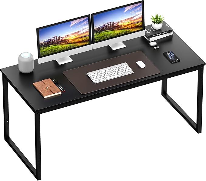 LEMY Computer Desk Sturdy Office Table Modern Simple Style Workstation Desks for Writing Home Office Black 55 Inch