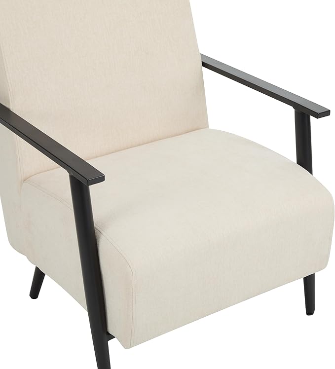 Merax 2-Piece Modern Mid Century Lounge Chair with Metal Frame Cozy Upholstered Armchair for Bedroom Living Room Office Easy Assemble Beige