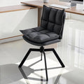 KEEZY Modern Accent Chair Set of 2 Cat-Scratch Leather Vanity Chair with 360° Auto Return Swivel High Density Padding &amp Metal Legs Ideal for BedroomLiving Room andHome Office（Grey）