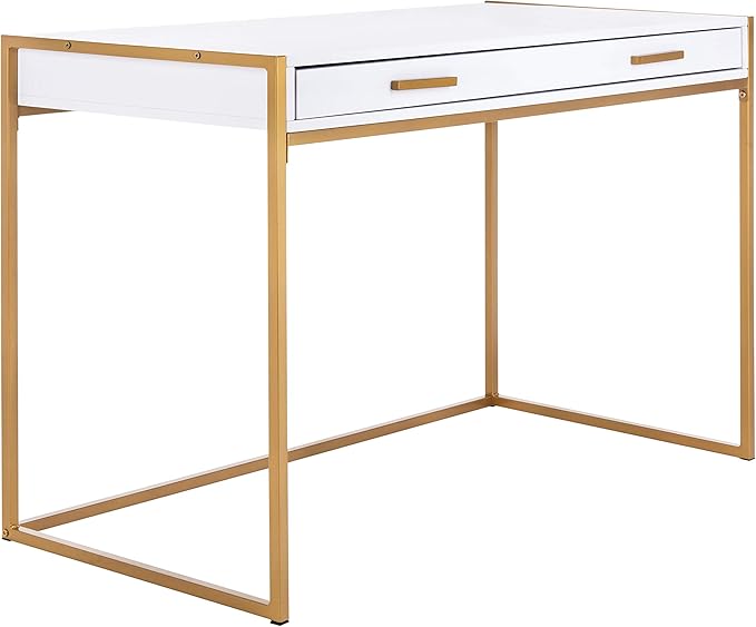 Safavieh Home Office Elodie Modern White and Gold 1-drawer Desk