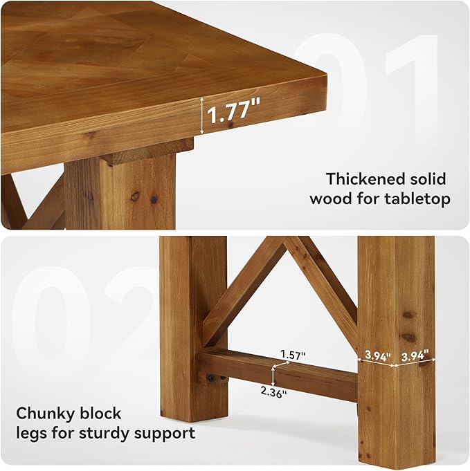 63-Inch Computer Desk Solid Wood Office Desk with Parquet Top and X-Shaped Legs Modern Executive Study Table for Home Office Large Legroom Brown