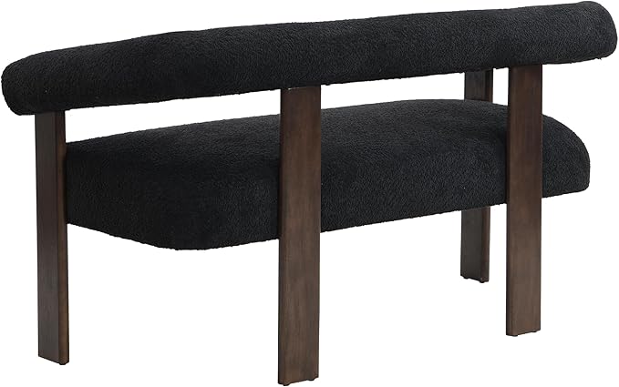 GDFStudio 53.25 Loveseat Sofa with Round Boucle Rrmrest Lightweight Upholstered Small Couch with Rubber Wood Frame Modern Couch with Deep Seat for for Living Room Bedroom Black
