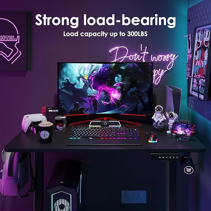 Soohow Electric Standing Desk 40 * 24 Inches Adjustable Computer Gaming Desk Stand up Office Desk for Home Office Bedroom Splice Board Black and Black