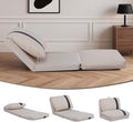 Folding Sofa Bed Human Dog Bed for Adult with 6-Position Adjustable Backrest Metal Frame &amp Handle Lazy Floor Lounger for Living Room Bedroom Apartment Beige