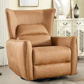 INZOY Power Swivel Rocker Recliner Glider Oversize Electric Swivel Rocker Recliners with Highly Enveloping Backrest Nursery Rocking Recliner Chair Fabric Reclining Sofa for Living Room Brown