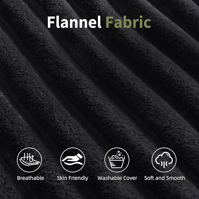108'' Boneless Couch Sectional Boneless Couch w/Deep Seat Cloud Boneless Couches w/Stripe&amp Flannel Fabrics Boneless L Shaped Couches for Living Room Right Facing Chaise Black