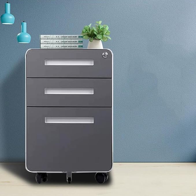 Removable File Cabinet Under Desk Storage Cabinet Filing Cabinet Three Drawer Office Cabinet with Locking Drawer Cabinet (Color : Grey)