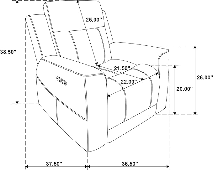 Coaster Home Furnishings - Kennett - Chenille Upholstered Power Recliner Chair with Push-Button Mechanism Built-in Ports Padded Headrest - Living Room - Dark Grey - 610156P