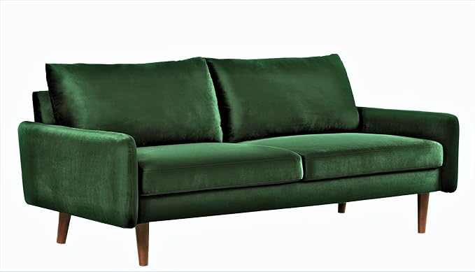 Kent Velvet Sofa for Modern Living Rooms and Compact Spaces Comfy 3 Seater Couch Studio Apartment Furniture with Sleek Design Green