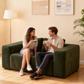 63 Green Boneless Couches for Living Room Compressed Sofa Couch in a Box Corduroy Memory Foam Floor Couch for Adults Memory Foam Deep Seat No Assembly Required (Green)