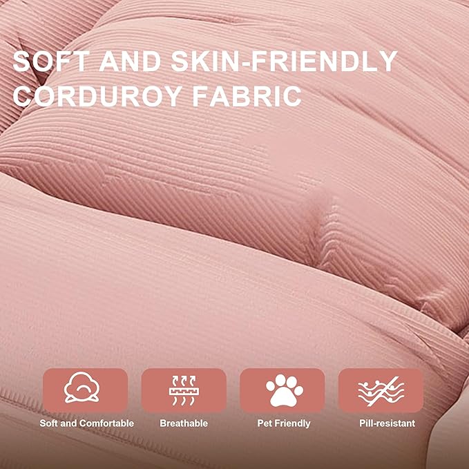 71 Upholstered Human Dog Bed for Adults &amp Pets 5 Adjustable Foldable Lazy Sofa Bed with 2 Soft Pillows for Bedroom Living Room Reading Corner Pink