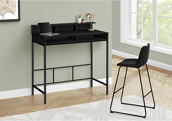 Modern Home Office Standing Desk with Storage Shelves 48 L Black