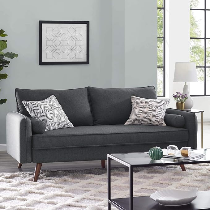 Modway Revive Contemporary Modern Fabric Upholstered Sofa In Gray