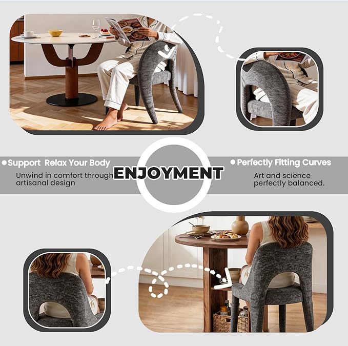 Dining Chairs Set of 2 Upholstered Kitchen Chairs with Soft Backrest Living Room Chairs for Home KitchenGray