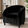 Accent Chair Velvet Barrel Chairs Comfy Round Club Armchair with Soft Cushion for Living Room Bedroom Reading Waiting Room Black