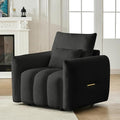Black Oversized Armchair Teddy Cloud Sofa Couch Comfy Upholstered Sherpa Couch with Pillow Modern Deep Seat Single Accent Chair for Living Room Bedroom Office Apartment (Black)