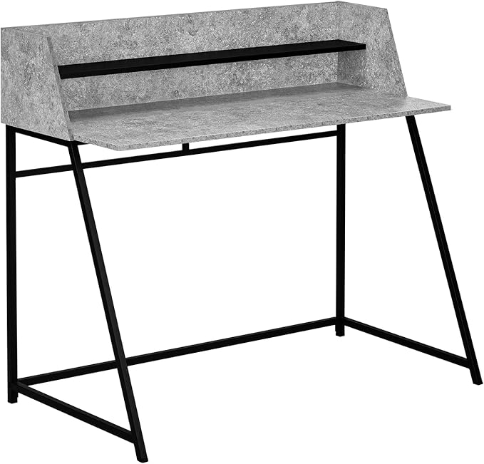 Penau Computer Desk for Home Office Modern Grey Stone-Look Laminate with Black Metal Base 47.25l x 23.75w x 39.25h