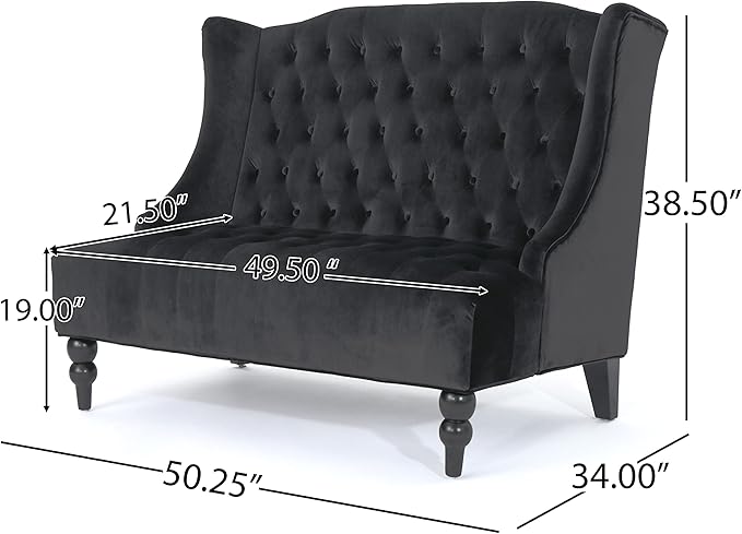 Merax Loveseat Sofa Classic 2 Seater Couch for Living Room Bedroom Office Black