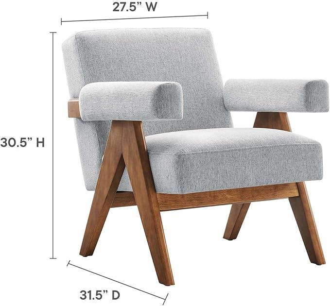 Modway EEI-6503-HLG Lyra Fabric Armchair Light Gray Fabric