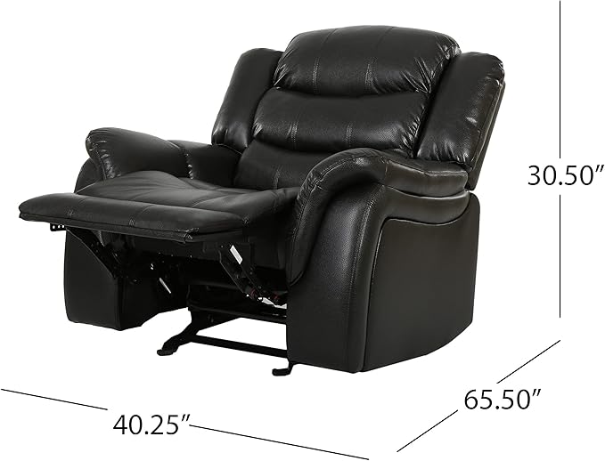Christopher Knight Home GDFStudio Great Deal Furniture Merit Black Leather Recliner/Glider Chair