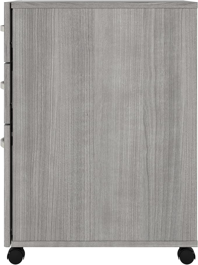 Bush Business Furniture Echo 3 Drawer Mobile File Cabinet in Gray Sand Portable Document Storage Solution for Home and Professional Office
