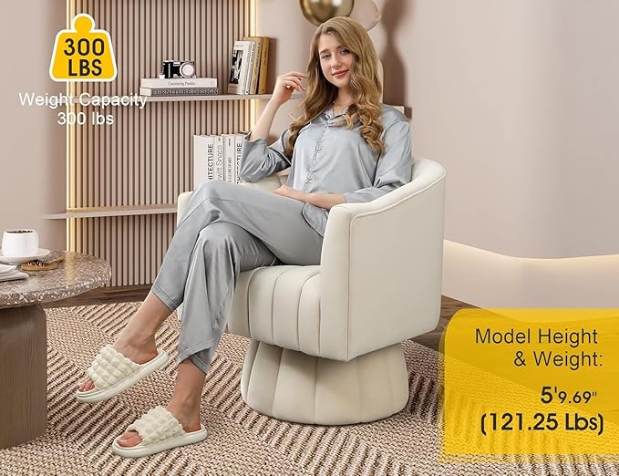 Swivel Accent Chair Set of 2Mid Century 360° Swivel Barrel ChairFluffy Velvet Fabric ChairsRound Club Arm ChairUpholstered Single Sofa Seating for HomeLiving Room BedroomWaiting Room
