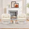 Swivel Accent Chair with Armrest Modern 360 Degree Swivel Round Lounge Chair with Curve Back and Cushion Comfy Upholstered Armchair Single Sofa for Living Room Bedroom Reading Room Beige 2PCS