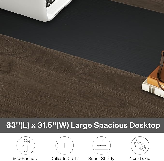 Tribesigns Modern Computer Desk 63 x 31.5 inch Large Office Desk Computer Table Study Writing Desk Workstation for Home Office Grey/Black