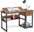 Tribesigns Drafting Table with Storage Drawers Drawing Computer Desk Artist Craft Table Painting Desk Workstation with Shelves and Tiltable Tabletop for Students Home Office