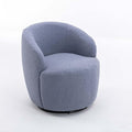 Swivel Barrel Chair with Foam FilledSwivel Accent ChairComfy Backrest Teddy Round Swivel Chair for Living Room (Light Blue)