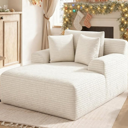 Avenix 66 Oversized Boneless Chaise Lounge Chair IndoorCorduroy Comfy Oversized Reading Chair Boneless Couch Bed ChairNo Assembly RequiredBeige