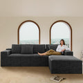 104'' Corduroy Boneless Couch for Living Room Modular Cloud Sectional Couches with Deep Seat Comfy Fluffy Sofas with L-Shaped ChaiseNo Assembly Required2PC Free Combination (Grey)