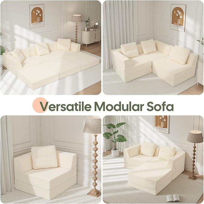 COMAX Futon Sofa Bed 3 Seater 106 Convertible Sofa Bed Couches for Living Room 4 in 1 Folding Boneless Sleeper Corduroy Couch Foam in a Box Comfy Foldable Lounge Fold Out Floor Mattress Beige