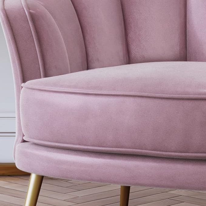 Generic Modern Velvet Accent Barrel Chair Leisure Accent Chair Living Room Upholstered Armchair Vanity Chair for Bedroom Meeting Room Pink