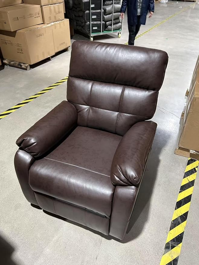 Massage Chair Recliner with HeatManual Recliner Chair for AdultsLazy Boy Recliner Chair with Cup Holder2 PocketsAdjustable BackrestFootrestOversizedHeavy Duty (Dark Brown)