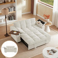 65'' Convertible Sleeper Sofa Bed with Adjustable Backrest Chaise Lounge Side Table &amp USB/Type-C Ports – Stylish &amp Functional Addition to Any Living Room (Modern Beige Sofa Bed)