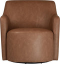 Homepop Home Décor Upholstered 360° Barrel Back Swivel Chair | Accent Chairs for Living Room &amp Bedroom | Decorative Home Furniture Cognac Faux Leather