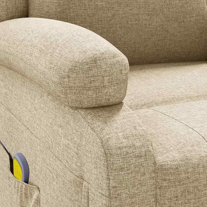 Cream Fabric Massage Recliner Chair Modern Single Seater for Living Room &amp Home Office Manual Adjustable Full Body Relaxation USB Powered Electric Tissue Massager 36.6x27.6x38.6 Inch