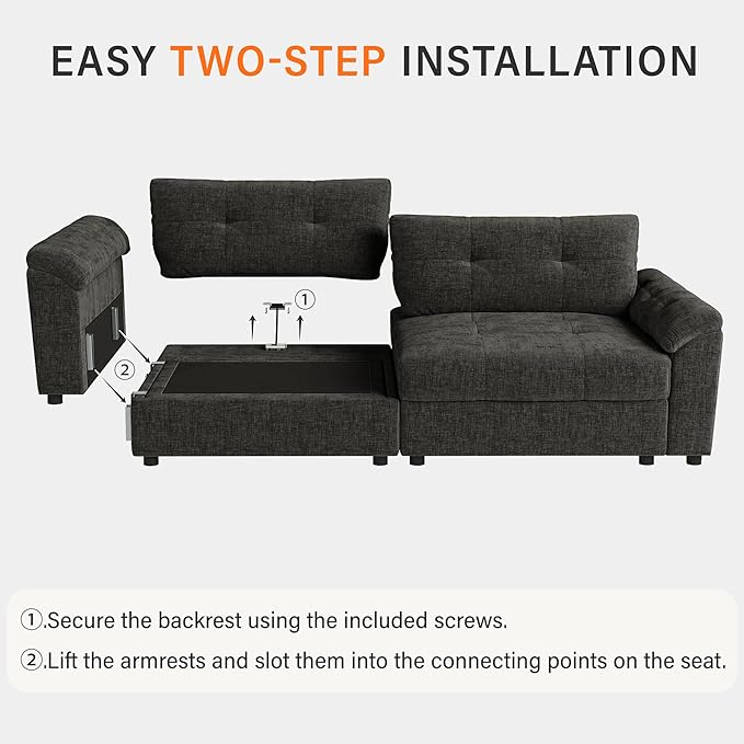 Oversized Sectional Couches for Living Room Modular Sectional Sofa with Storage &amp Adjustable Back Chenille Tufted Cloud Couch Deep Seat Loveseat Sofa 3 Seater Dark Gray