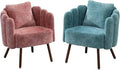 Accent Chair for Bedroom Shell Shaped Vanity Chair with Pillow Living Room Armchair with Removable Petal Backrest Small Single Reading Sofa Set of 2