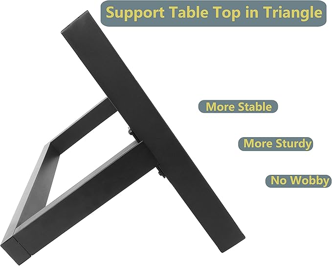 Metal Table Legs Heavy Duty Square Tube Desk Frame Industrial Dining/Coffee/Computer Table Legs Set of 2 (Matte Black-T)