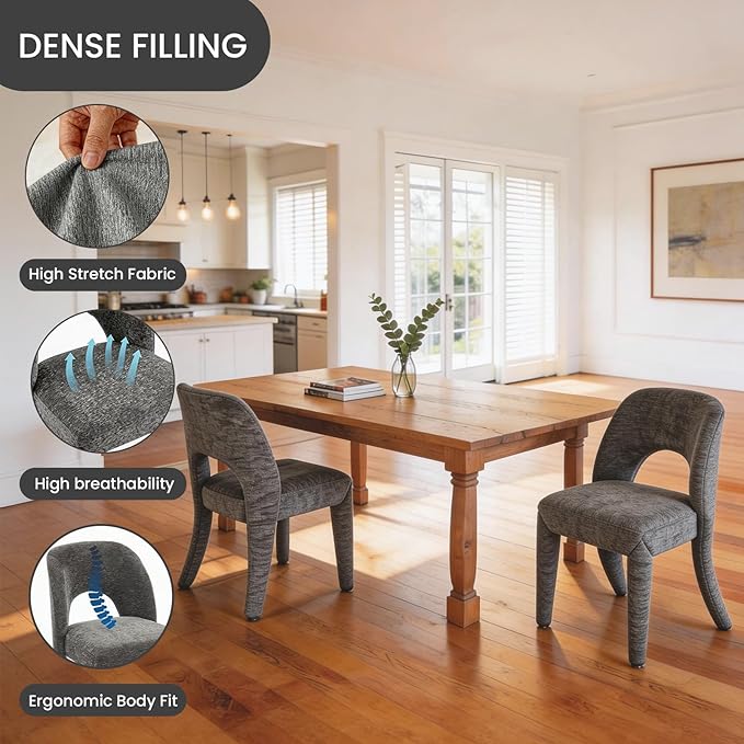 Dining Chairs Set of 2 Upholstered Kitchen Chairs with Soft Backrest Living Room Chairs for Home KitchenGray