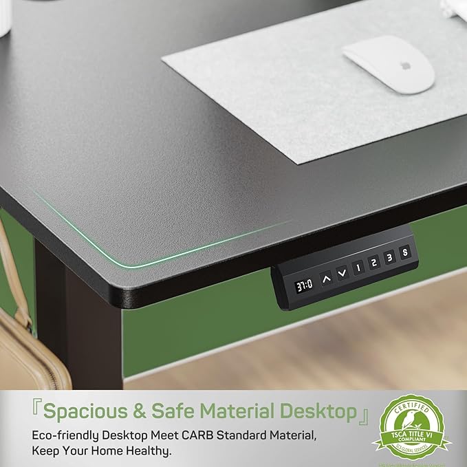 Electric Height Adjustable Standing Desk 40x24 Inches Ergonomic Sit-to-Stand Rising Computer Table for Home Office