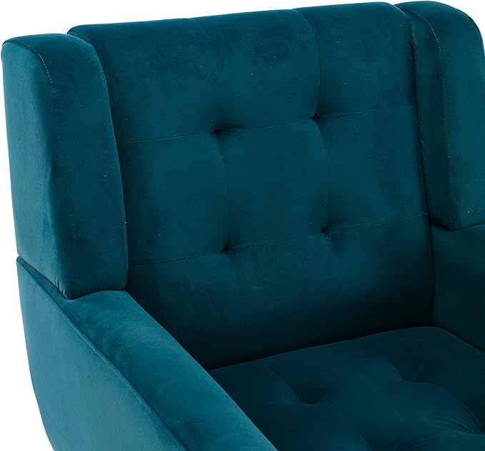 Modern Velvet Accent Chair/Living Room Chair/Arm Chair/Lounge Chair with Solid Wood LegsSuitable for Clubs Living Rooms Offices Balconies (Teal)