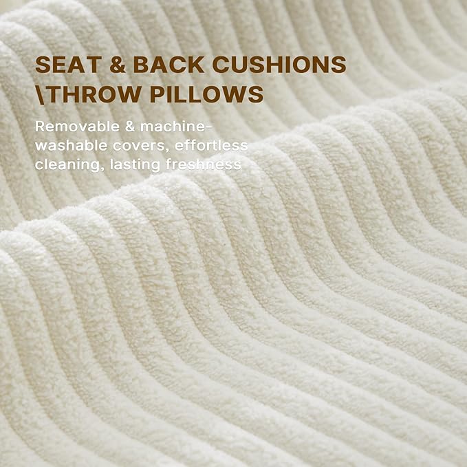 2-in-1 Pull Out Sofa Bed 88 Queen Size Sleeper Sofa Corduroy Convertible Loveseat Sleeper for Living Room Guest Room Apartment Home Office (Beige)