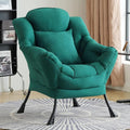 Lazy Chair for Living Room Large Dark Green Accent Chair with a Throw Pillow Leisure Sofa Chair Set Comfy Reading Chair for Bedroom Dorm Room Office