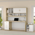 Computer Desk with Hutch and File Cabinet 72.8 Home Office Desk Set Under Desk Storage Cabinet All-in-One Study Writing Desk with Power Outlet 1.18 Desktop Privacy Panel Light Walnut