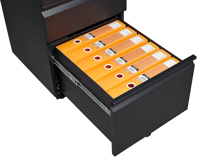 Mobile File Cabinet 2-Drawer Pedestal with Lock for Storage Use for Home Office and Business EnterpriseLegal/Letter Size Blackwith 5 Wheelswith Leather Cushion