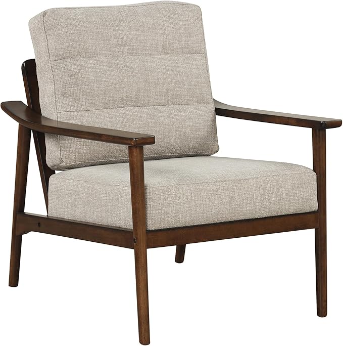 Giantex Mid Century Modern Accent Chair Max Load 440 LBS Upholstered Living Room Chair with Rubber Wood Armrests &amp Legs Removable Back Cushion Comfy Reading Arm Chair for Living Room Bedroom