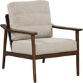 Giantex Mid Century Modern Accent Chair Max Load 440 LBS Upholstered Living Room Chair with Rubber Wood Armrests &amp Legs Removable Back Cushion Comfy Reading Arm Chair for Living Room Bedroom